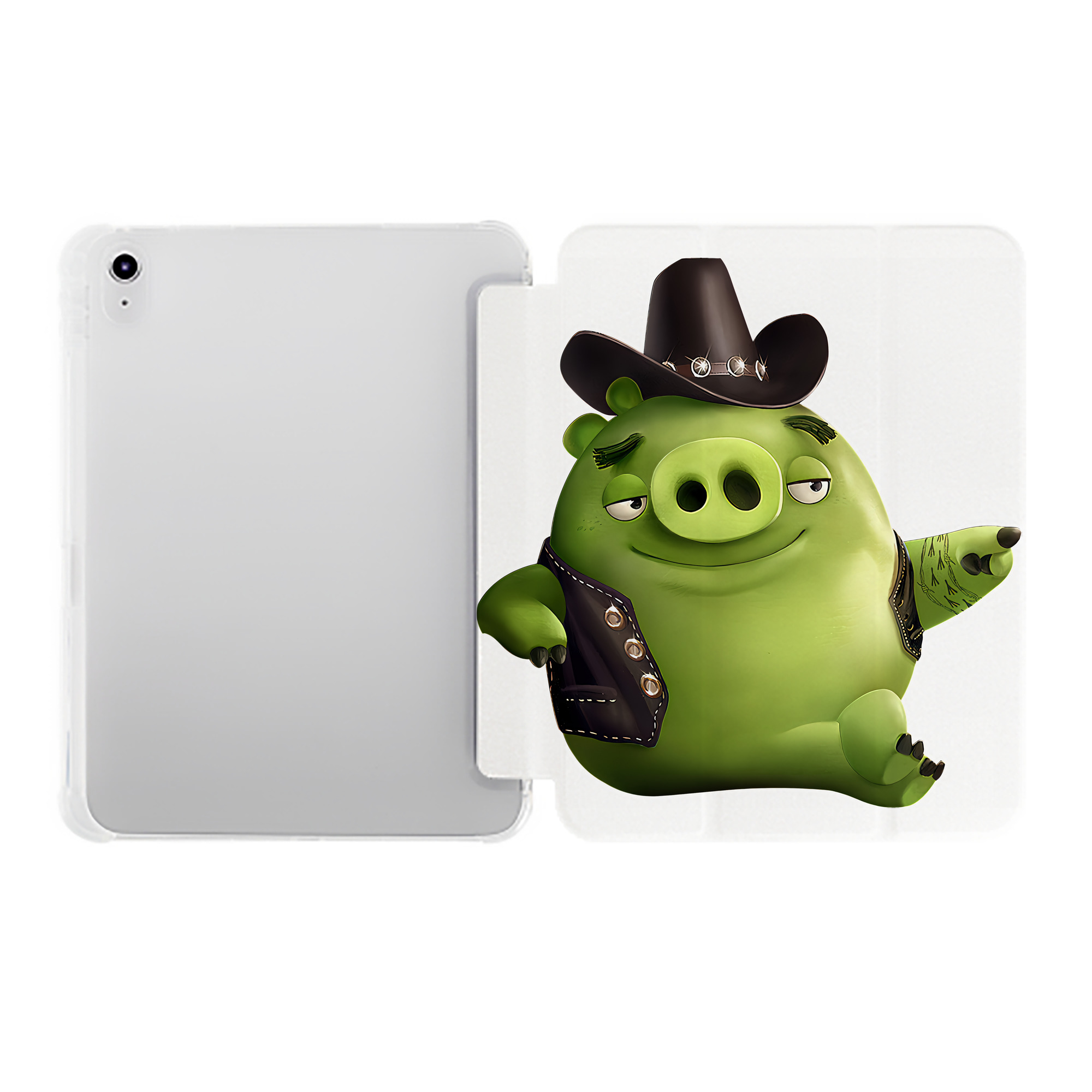 （画像用） Angry Birds アングリーバード IPad ケース ペン収納付き 三つ折りスタンド PUレザー×シリコン 対応機種9.5/10.5/10.9インチ